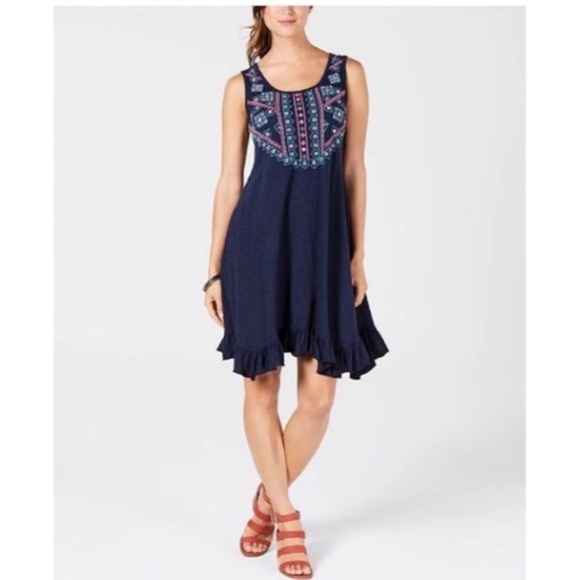 Style & Co. Sleeveless Boho Dress - Size MP - Summer Casual Ruffle - Picture 1 of 6